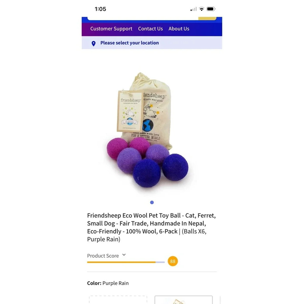 NEW WITH TAGS FRIENDSHEEP ECO WOOL PET TOY BALLS BAG OF SIX BALLS